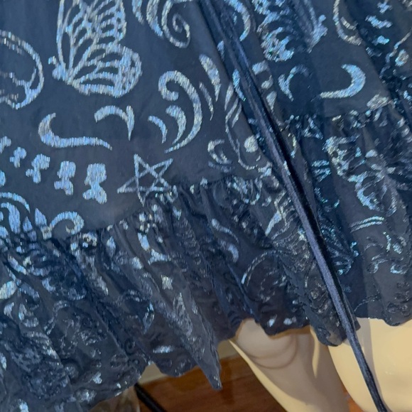 NWT BlackMilk Burned Velvet Skull Butterfly Garden Corseted Dress in Pewter L - Picture 7 of 10